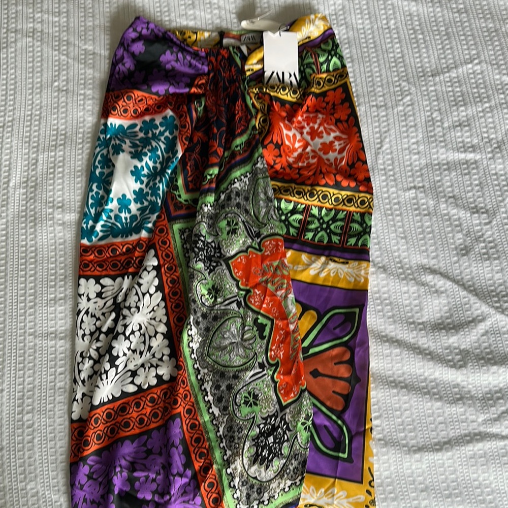 Zara Colorful Patchwork Midi Skirt